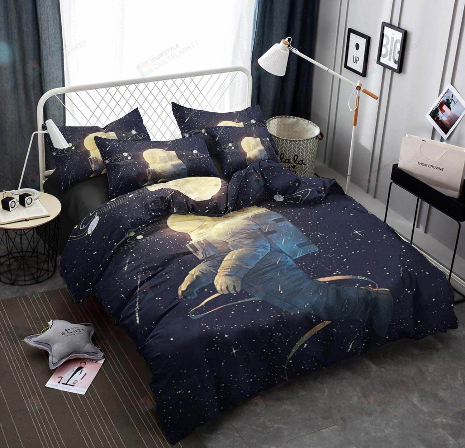 Personalized Bedding Set - Astronaut Cotton Spread Included 1 Soft Duvet Cover or Quilt and 2 Lightweight Breathe Pillowcases