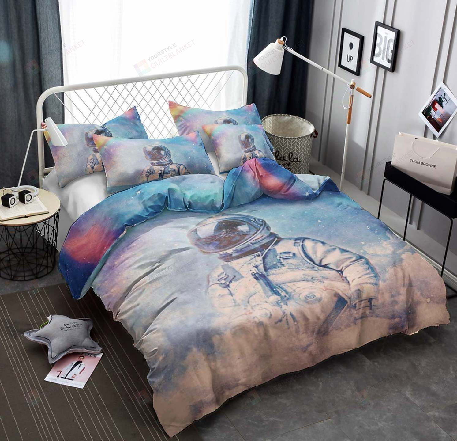 Personalized Bedding Set - Astronaut Cotton Spread Included 1 Soft Duvet Cover or Quilt and 2 Lightweight Breathe Pillowcases