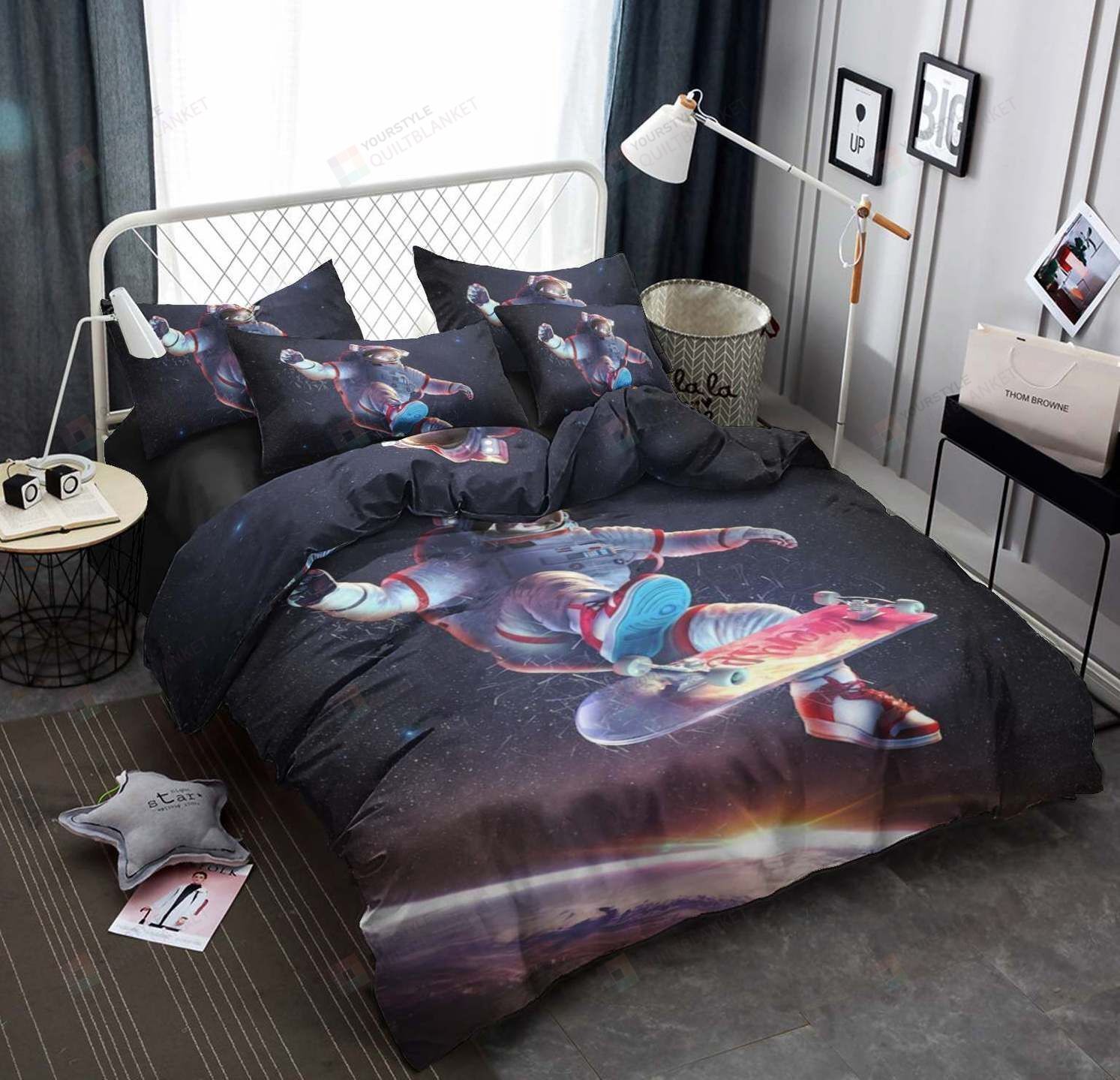 Personalized Bedding Set - Astronaut Cotton Spread Included 1 Soft Duvet Cover or Quilt and 2 Lightweight Breathe Pillowcases