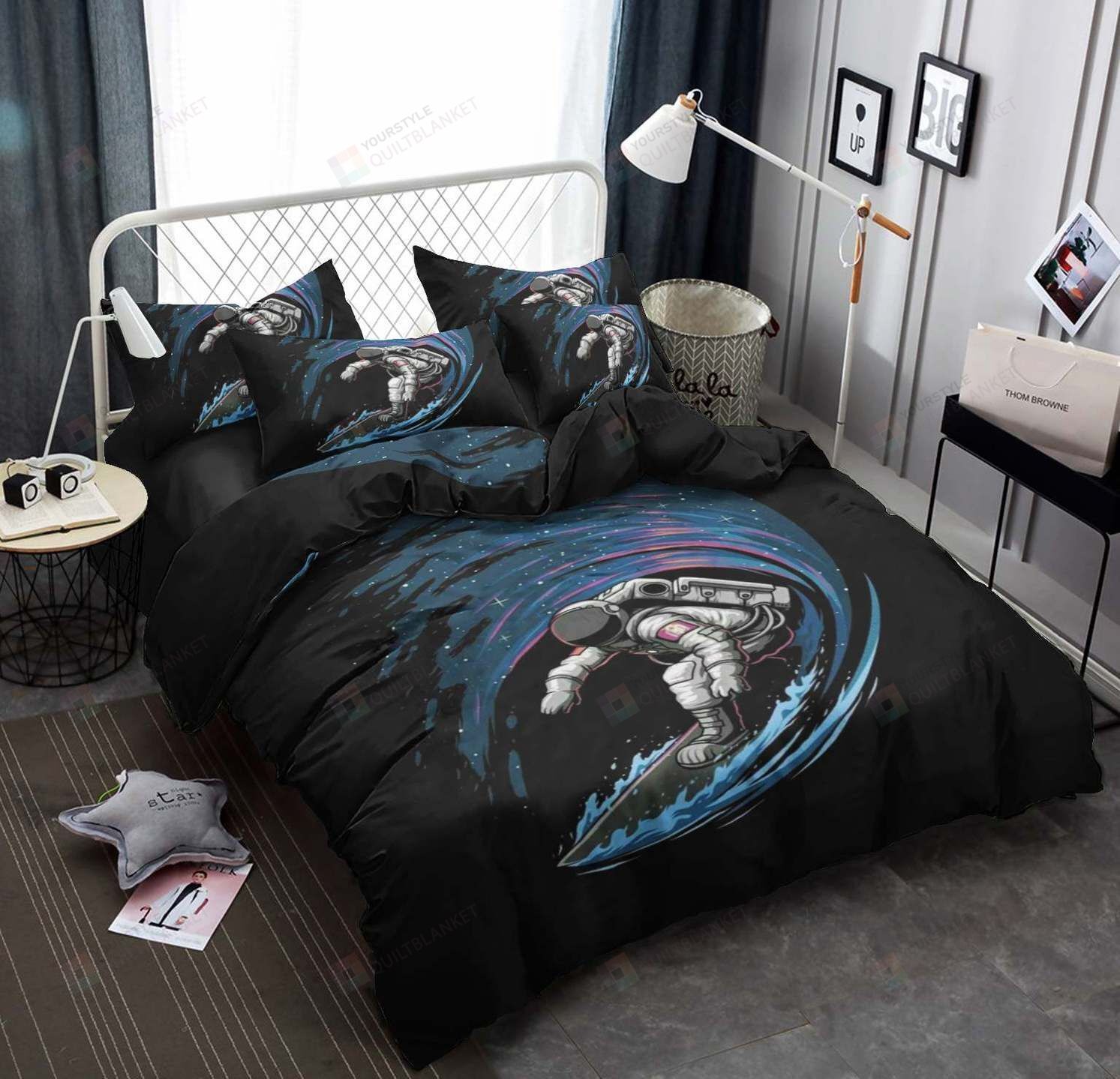 Personalized Bedding Set - Astronaut Cotton Spread Included 1 Soft Duvet Cover or Quilt and 2 Lightweight Breathe Pillowcases