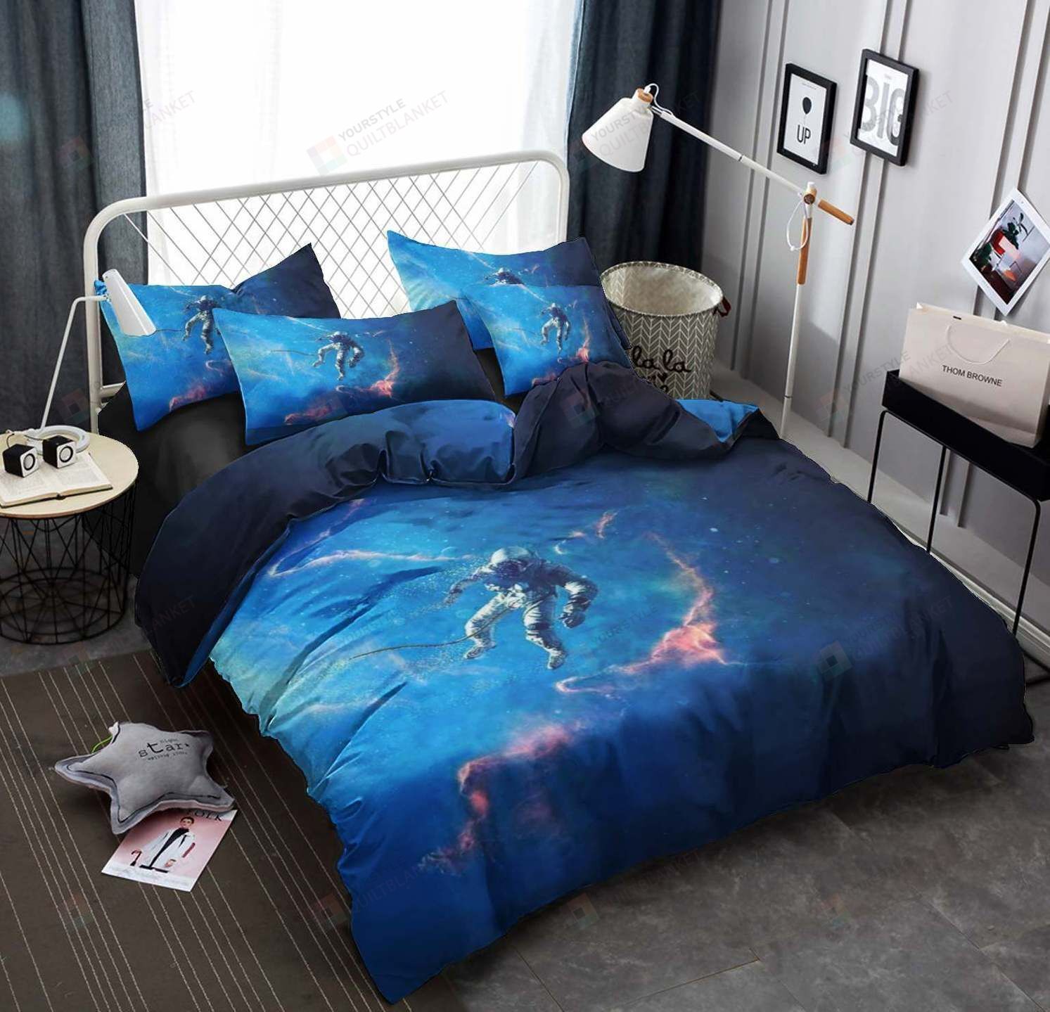 Personalized Bedding Set - Astronaut Cotton Spread Included 1 Soft Duvet Cover or Quilt and 2 Lightweight Breathe Pillowcases