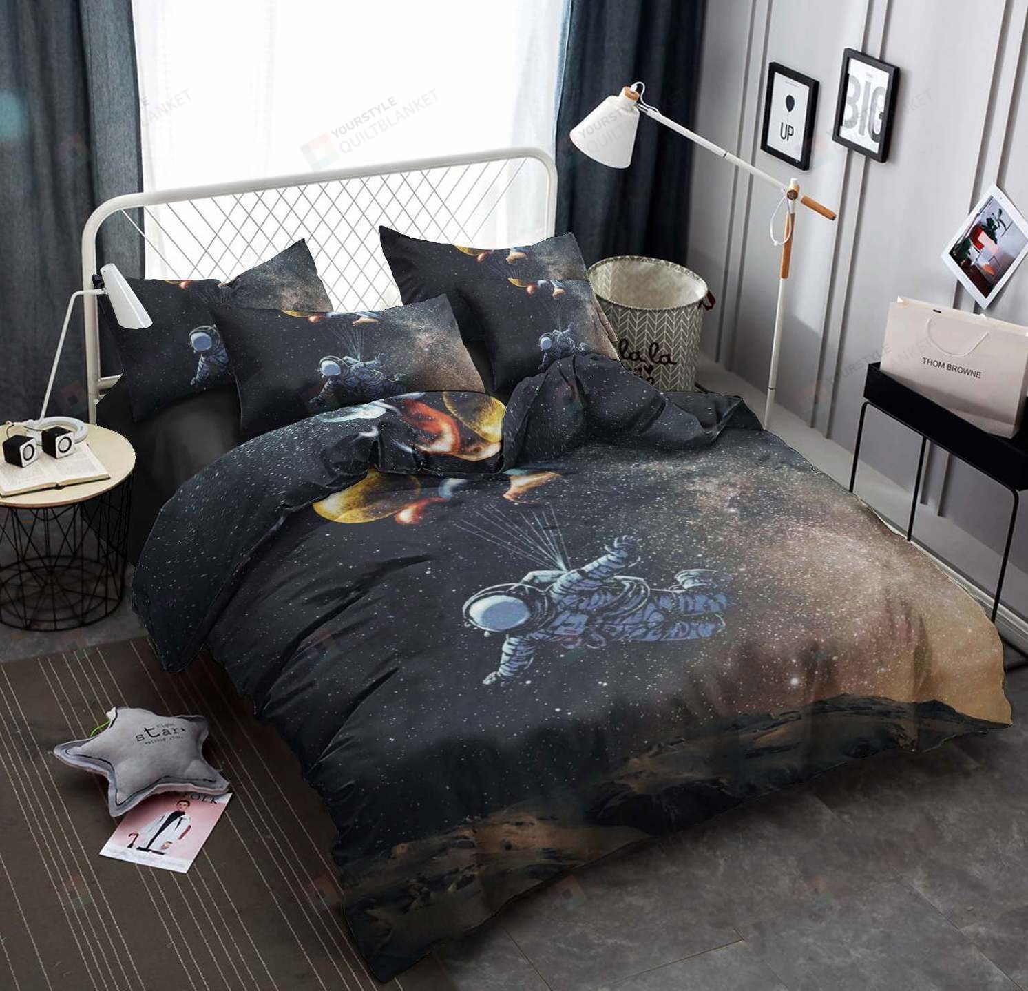 Personalized Bedding Set - Astronaut Cotton Spread Included 1 Soft Duvet Cover or Quilt and 2 Lightweight Breathe Pillowcases