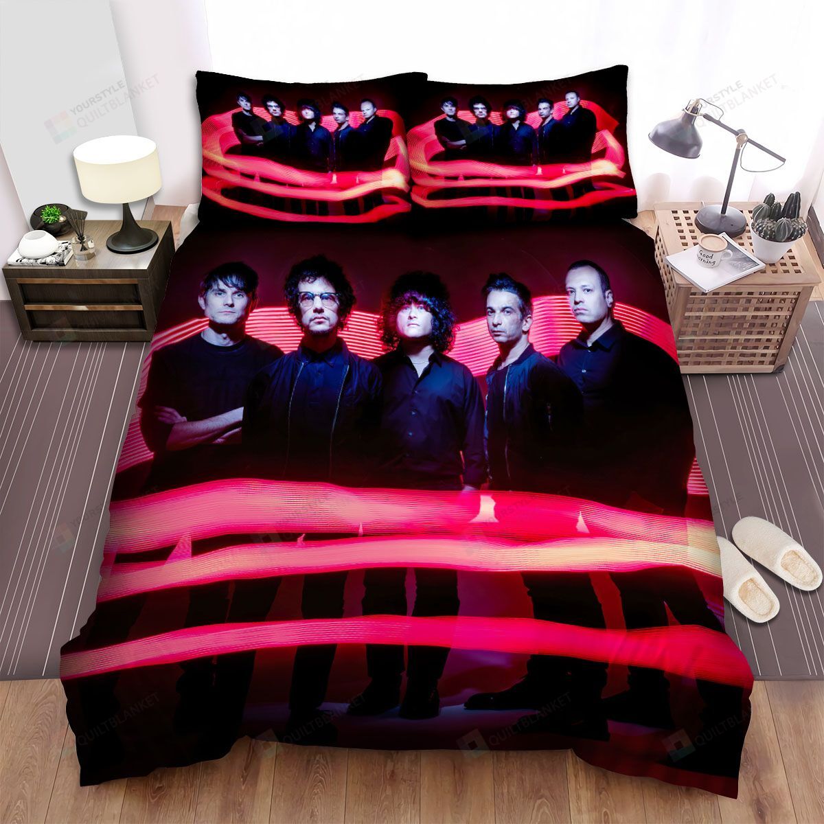 Personalized Bedding Set - At The Drivein Band Light Pose Spread Included 1 Soft Duvet Cover or Quilt and 2 Lightweight Breathe Pillowcases