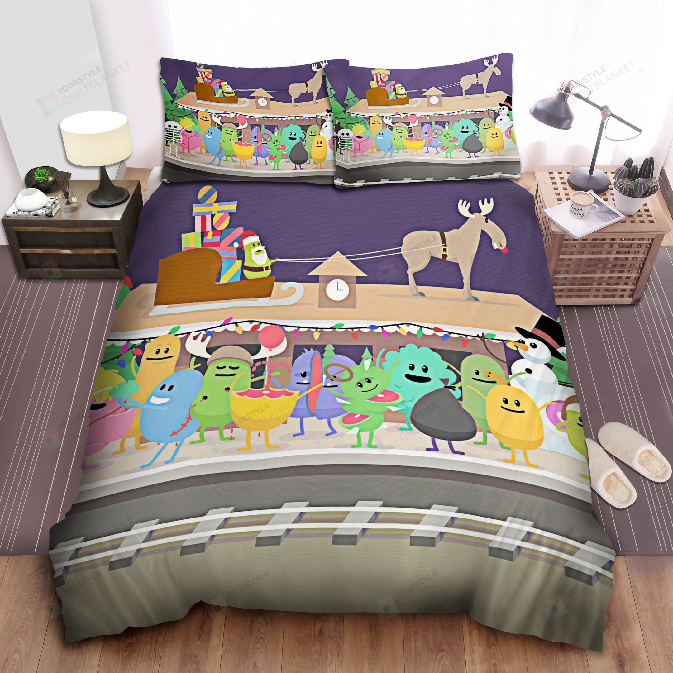 Personalized Bedding Set - At Train Station Spread Included 1 Soft Duvet Cover or Quilt and 2 Lightweight Breathe Pillowcases