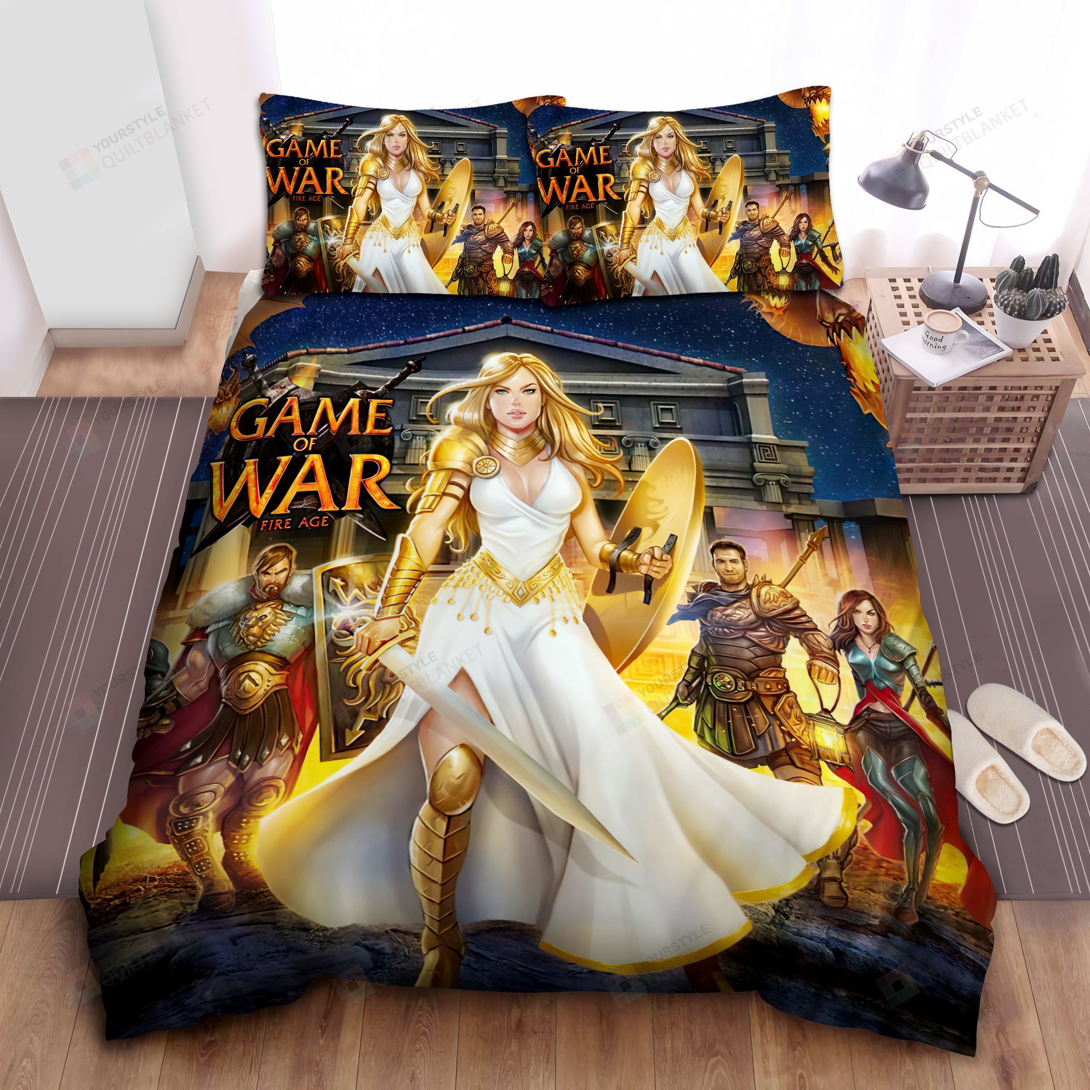 Personalized Bedding Set - Athena Other Gods From Game Of War Fire Age Art Spread Included 1 Soft Duvet Cover or Quilt and 2 Lightweight Breathe Pillowcases