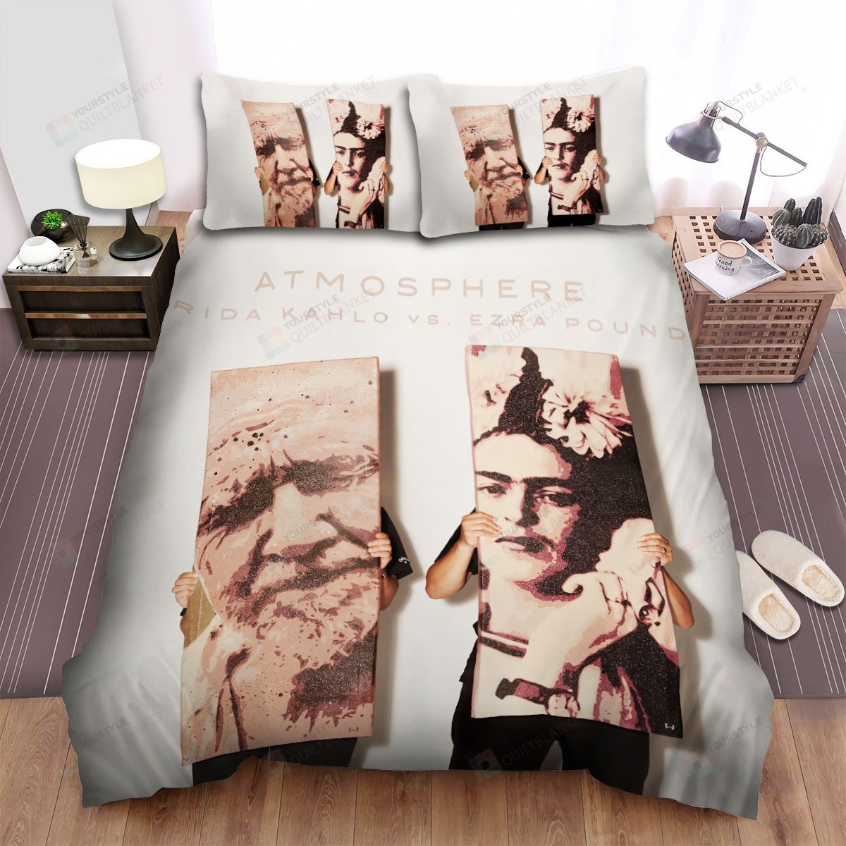 Personalized Bedding Set - Atmosphere Frida Kahlo Vs Ezra Pound Album Spread Included 1 Soft Duvet Cover or Quilt and 2 Lightweight Breathe Pillowcases