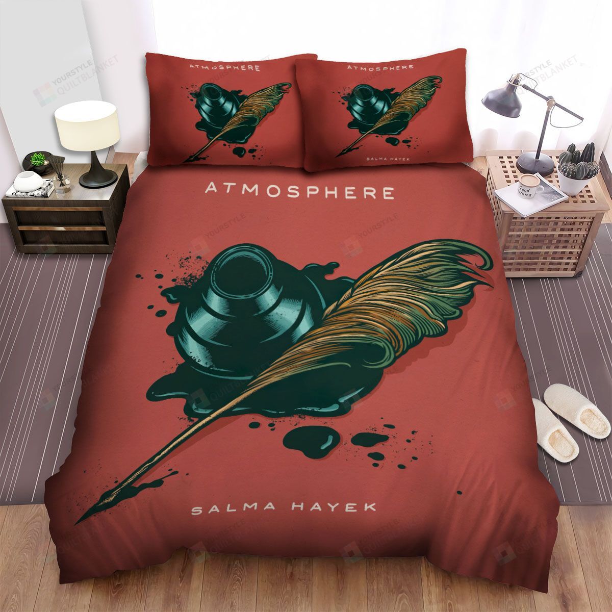 Personalized Bedding Set - Atmosphere Salma Hayek Album Spread Included 1 Soft Duvet Cover or Quilt and 2 Lightweight Breathe Pillowcases