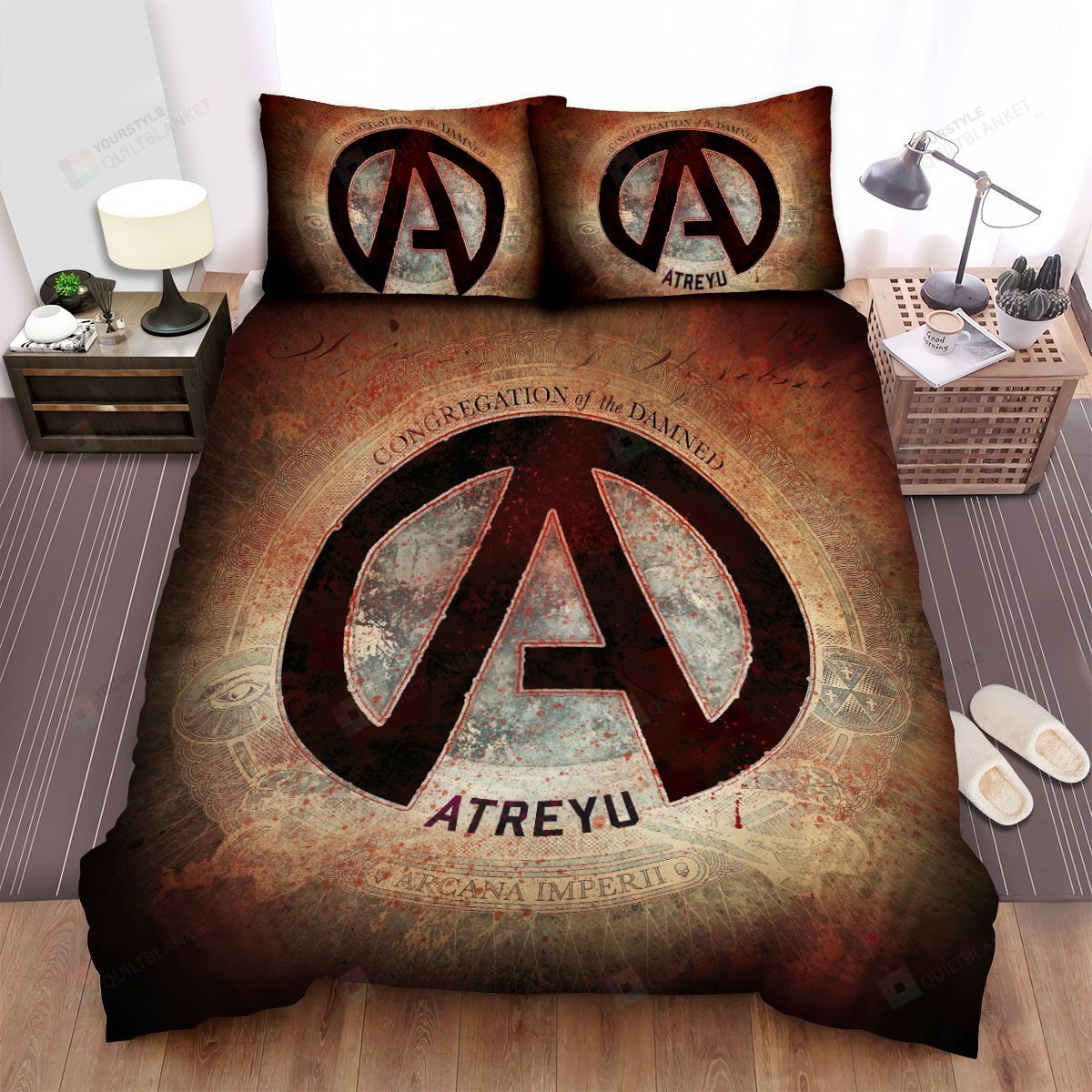 Personalized Bedding Set - Atreyu Congregation Of The Damned Spread Included 1 Soft Duvet Cover or Quilt and 2 Lightweight Breathe Pillowcases