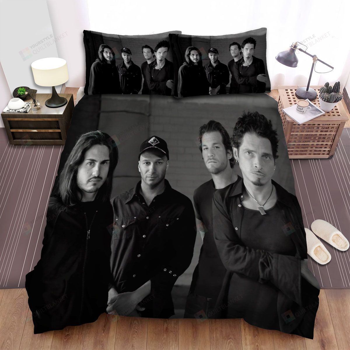 Personalized Bedding Set - Audioslave Music Band Black White Photoshoot Spread Included 1 Soft Duvet Cover or Quilt and 2 Lightweight Breathe Pillowcases