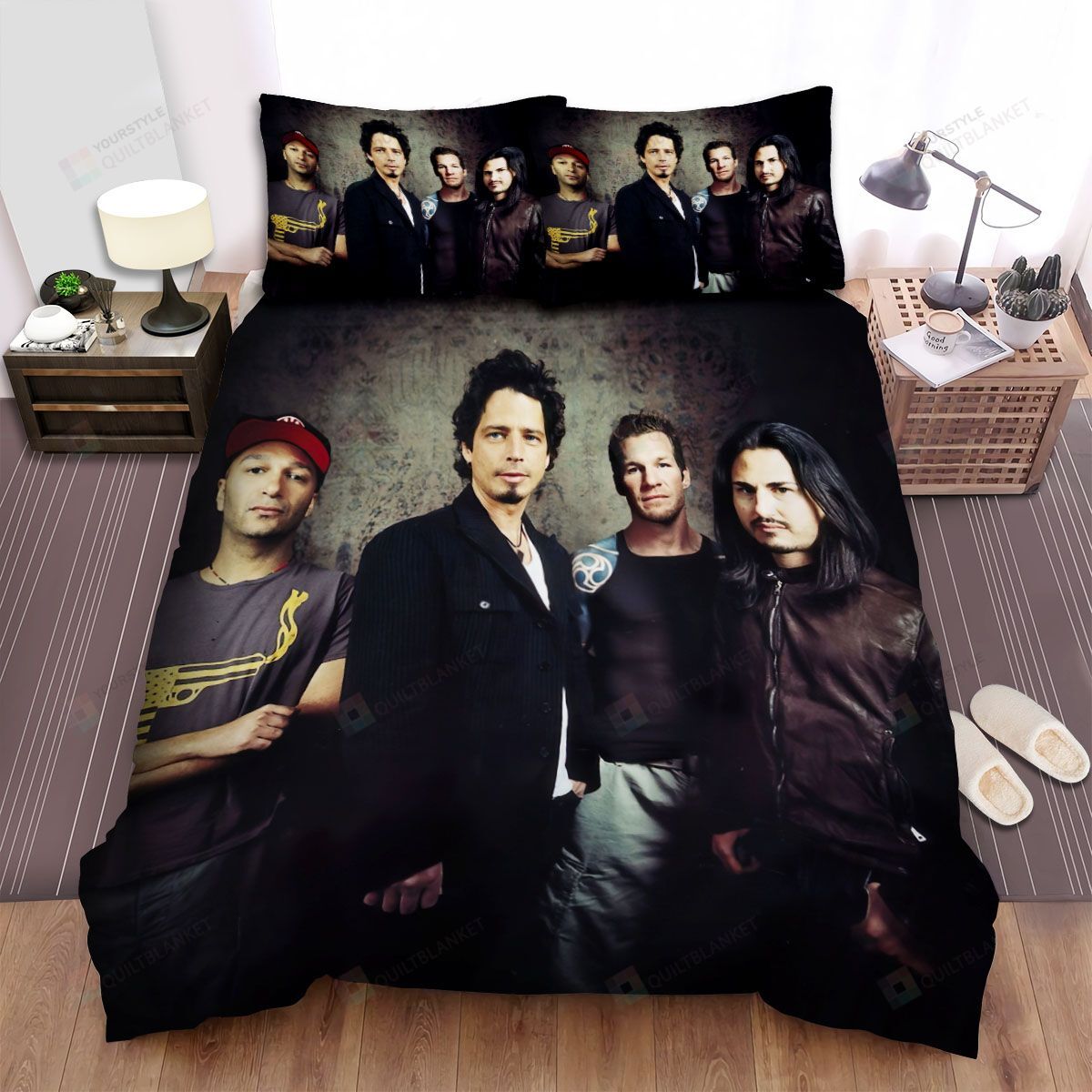 Personalized Bedding Set - Audioslave Music Band Cool Members Photoshoot Spread Included 1 Soft Duvet Cover or Quilt and 2 Lightweight Breathe Pillowcases