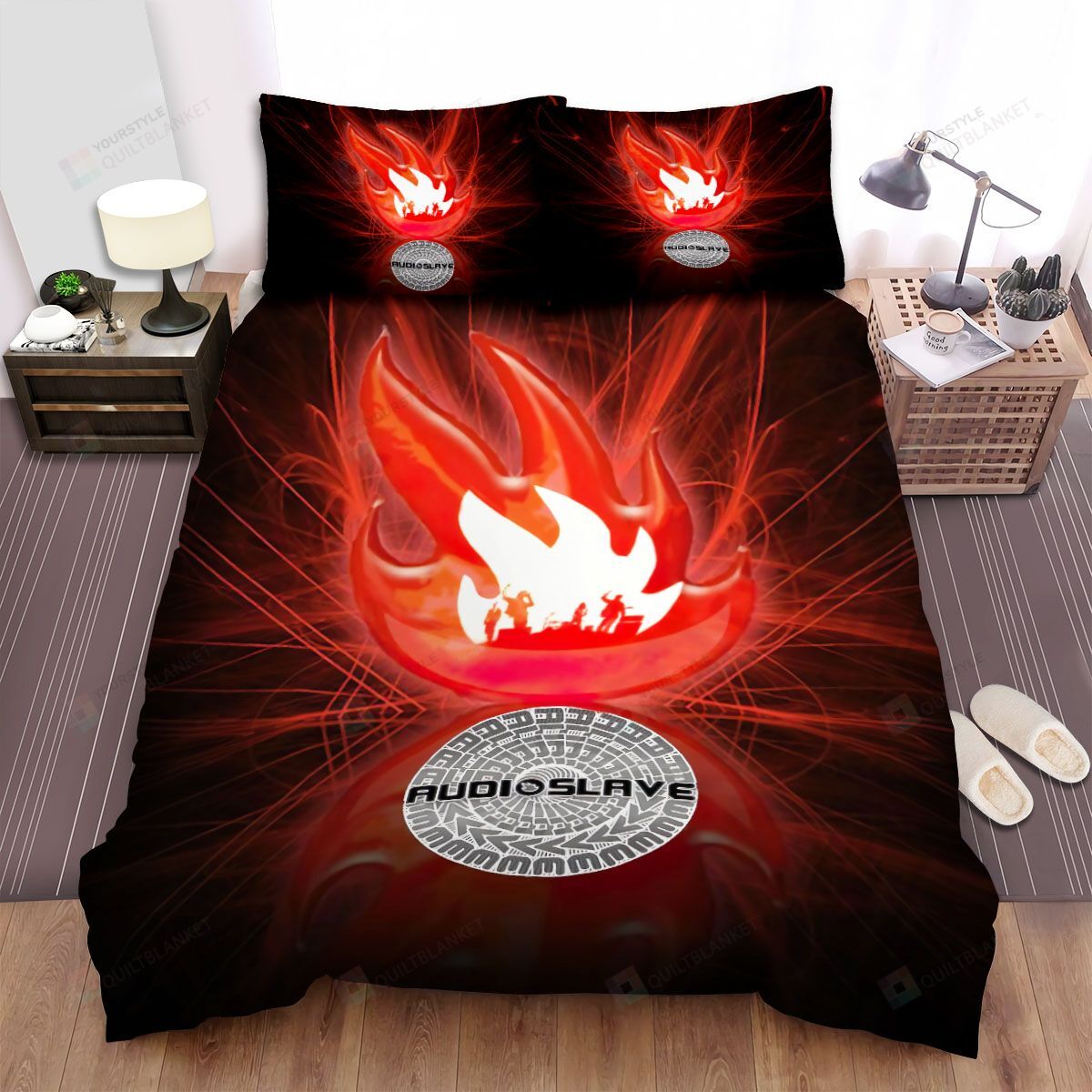 Personalized Bedding Set - Audioslave Music Band On Fire Art Spread Included 1 Soft Duvet Cover or Quilt and 2 Lightweight Breathe Pillowcases