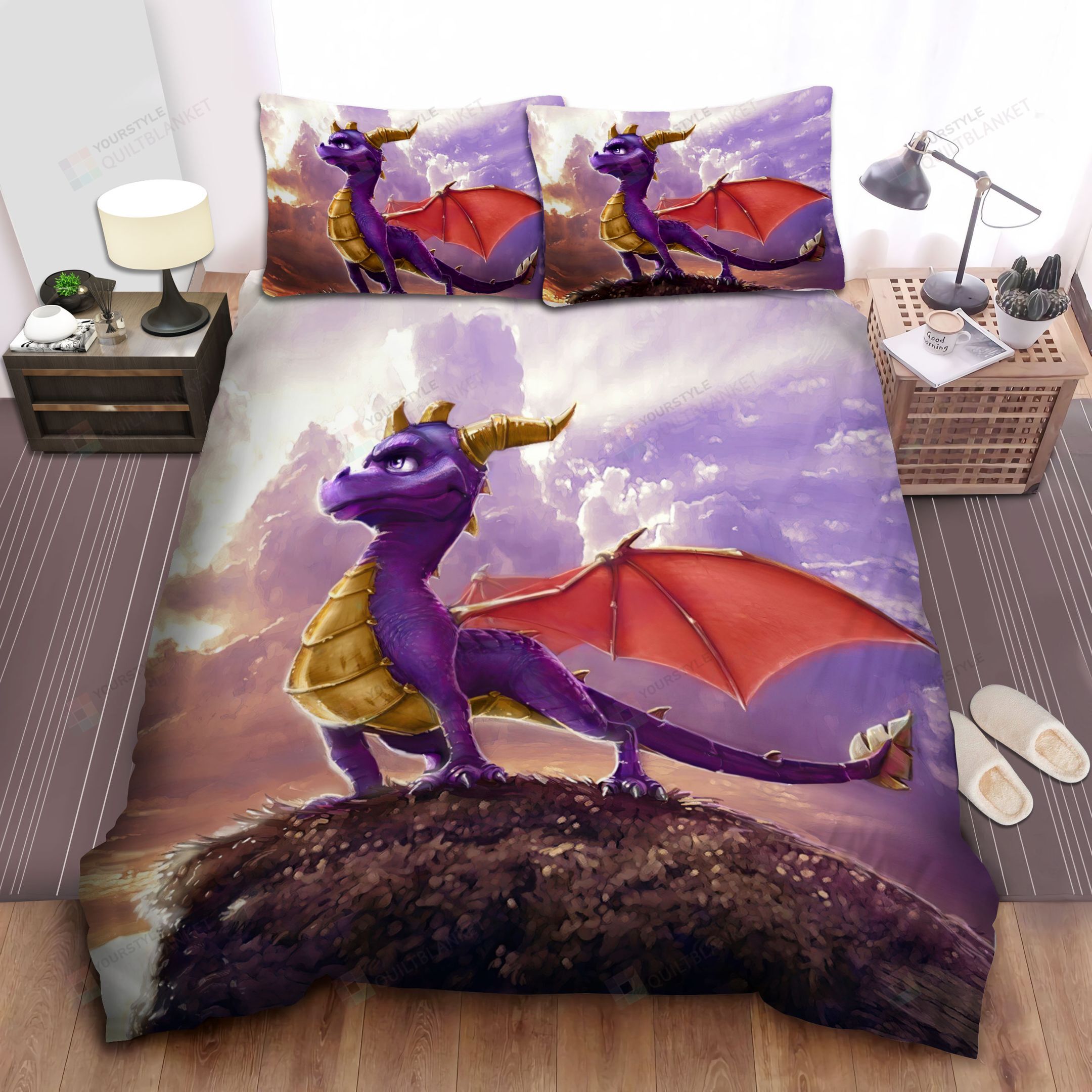 Personalized Bedding Set - August Dragon Standing Spread Included 1 Soft Duvet Cover or Quilt and 2 Lightweight Breathe Pillowcases