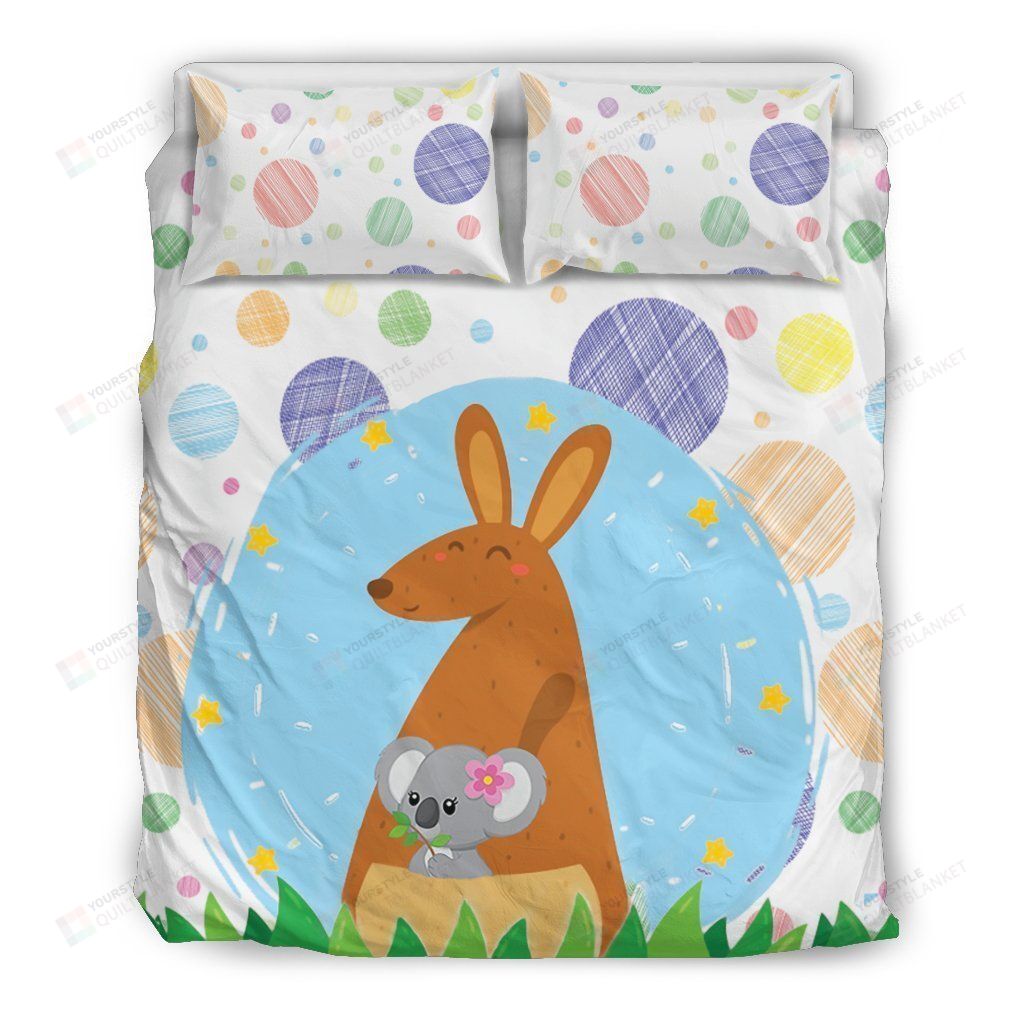 Personalized Bedding Set - Australia Kangaroo Koala Spread Included 1 Soft Duvet Cover or Quilt and 2 Lightweight Breathe Pillowcases