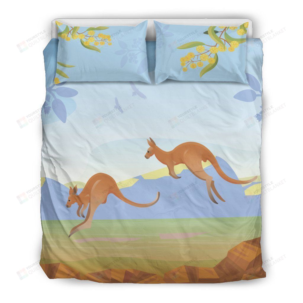 Personalized Bedding Set - Australia Kangaroo Spread Included 1 Soft Duvet Cover or Quilt and 2 Lightweight Breathe Pillowcases