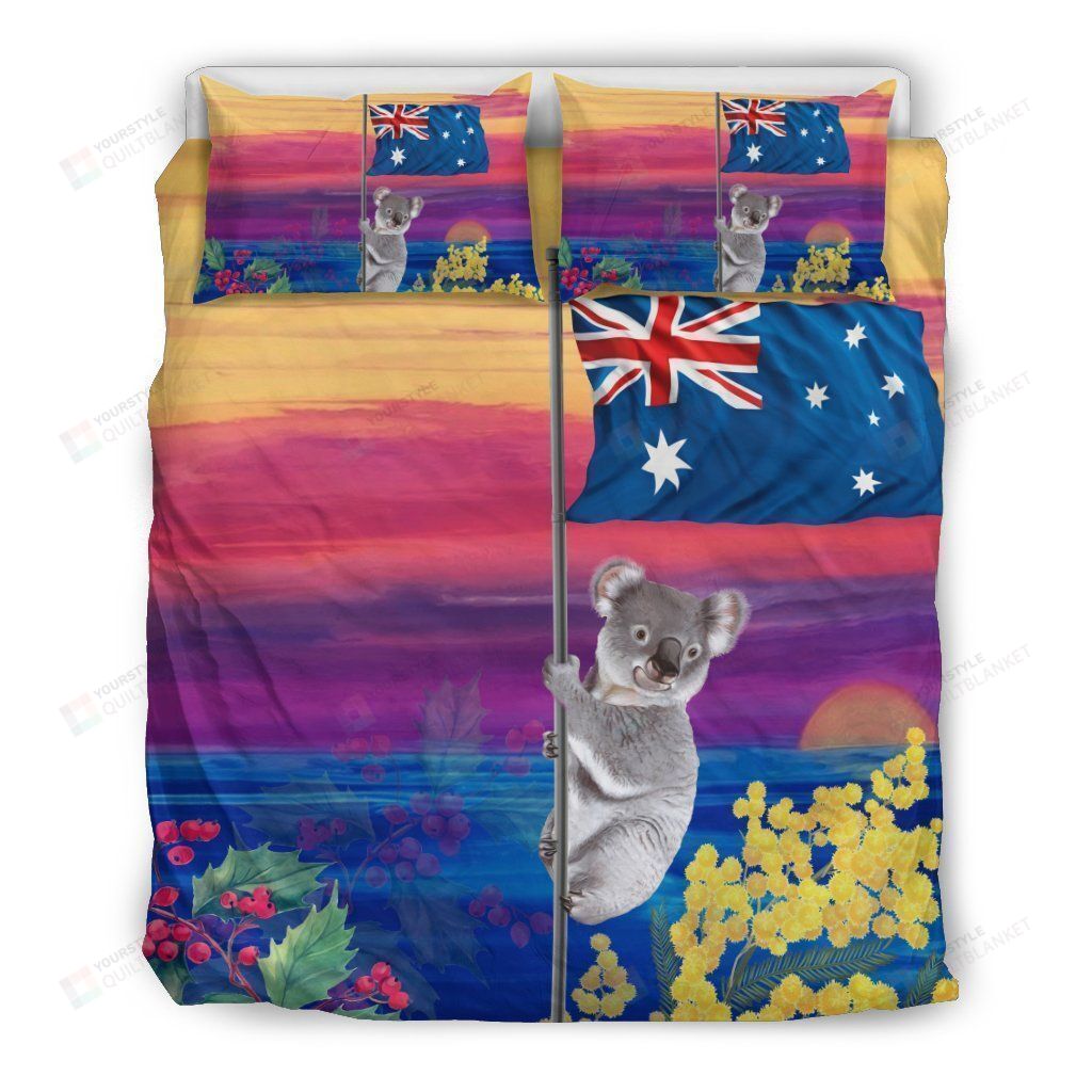Personalized Bedding Set - Australia Koala Spread Included 1 Soft Duvet Cover or Quilt and 2 Lightweight Breathe Pillowcases