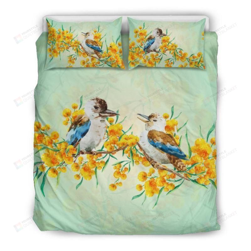 Personalized Bedding Set - Australia Kookaburra Golden Wattle Great Gifts Birthday Christmas Thanksgiving Included 1 Soft Duvet Cover or Quilt and 2 Lightweight Breathe Pillowcases
