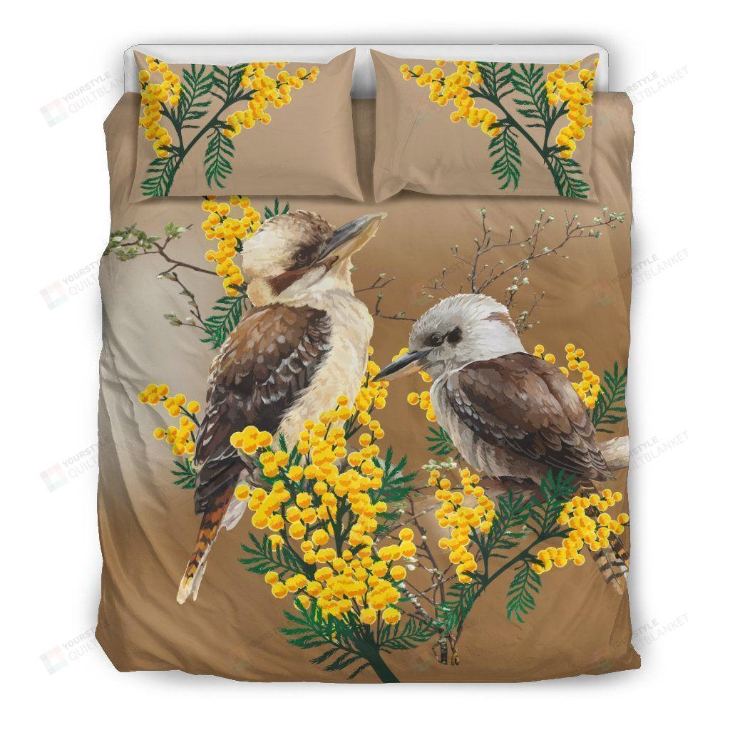Personalized Bedding Set - Australia Kookaburra Mimosa Included 1 Soft Duvet Cover or Quilt and 2 Lightweight Breathe Pillowcases