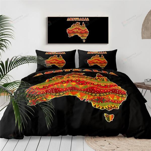Personalized Bedding Set - Australia Map Cotton Spread Included 1 Soft Duvet Cover or Quilt and 2 Lightweight Breathe Pillowcases