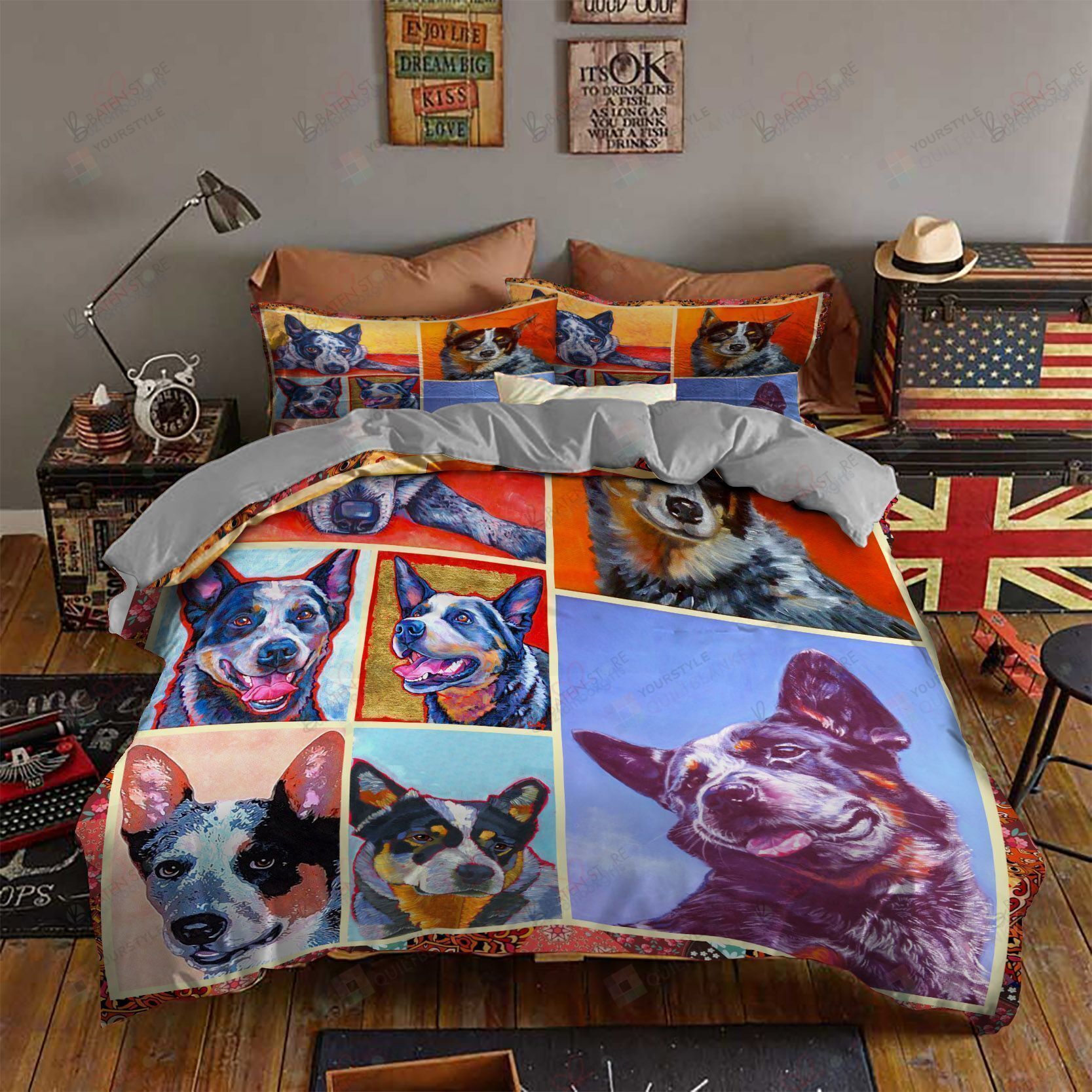 Personalized Bedding Set - Australian Cattle Dog Great Gifts Birthday Christmas Thanksgiving Included 1 Soft Duvet Cover or Quilt and 2 Lightweight Breathe Pillowcases