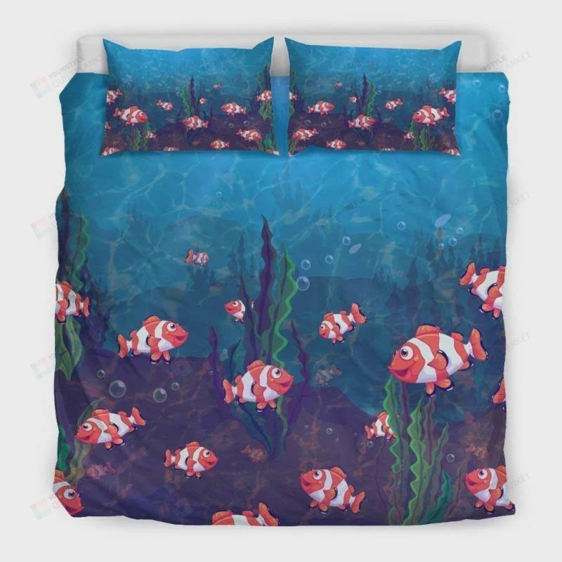 Personalized Bedding Set - Australian Clownfish Cotton Spread Included 1 Soft Duvet Cover or Quilt and 2 Lightweight Breathe Pillowcases