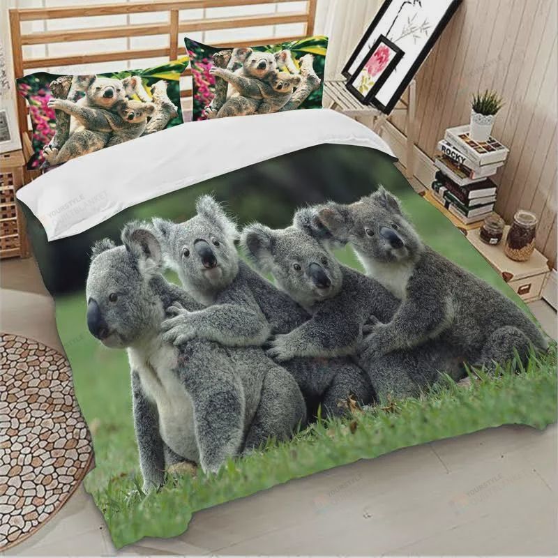Personalized Bedding Set - Australian Koala Bear Animal Included 1 Soft Duvet Cover or Quilt and 2 Lightweight Breathe Pillowcases
