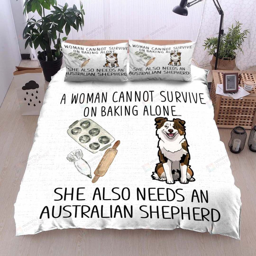 Personalized Bedding Set - Australian Shepherd Baking Cotton Spread Included 1 Soft Duvet Cover or Quilt and 2 Lightweight Breathe Pillowcases