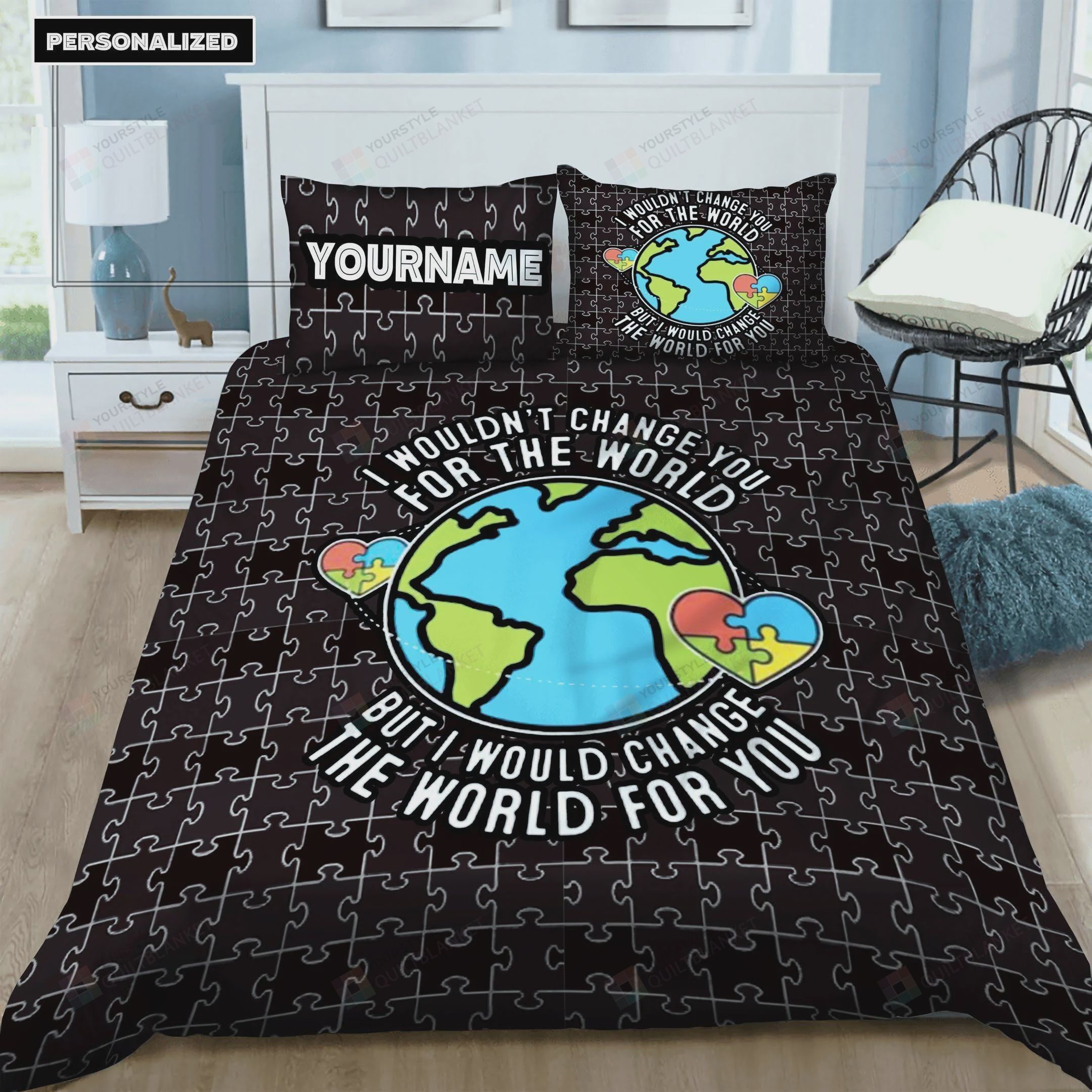 Personalized Bedding Set - Autism Autism Cotton Spread Included 1 Soft Duvet Cover or Quilt and 2 Lightweight Breathe Pillowcases