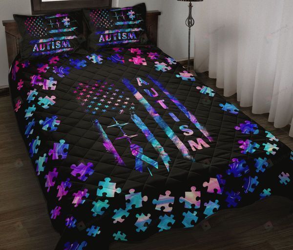 Personalized Bedding Set - Autism Light Color Cotton Spread Included 1 Soft Duvet Cover or Quilt and 2 Lightweight Breathe Pillowcases