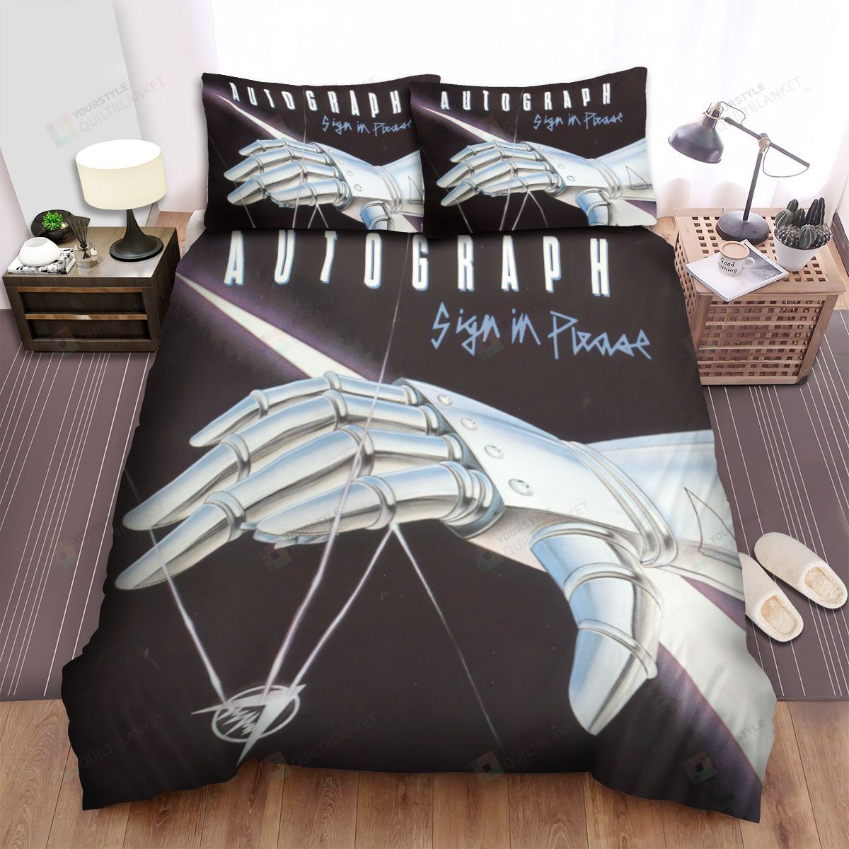 Personalized Bedding Set - Autograph Band Sign Please Album Spread Included 1 Soft Duvet Cover or Quilt and 2 Lightweight Breathe Pillowcases