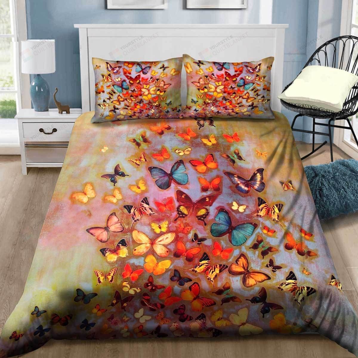 Personalized Bedding Set - Autumn Butterflies Forest Cotton Spread Included 1 Soft Duvet Cover or Quilt and 2 Lightweight Breathe Pillowcases