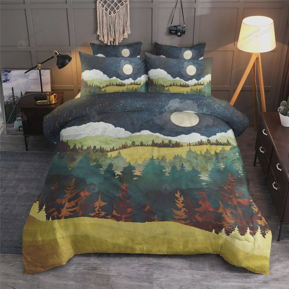Personalized Bedding Set - Autumn Moon Space Cotton Spread Included 1 Soft Duvet Cover or Quilt and 2 Lightweight Breathe Pillowcases