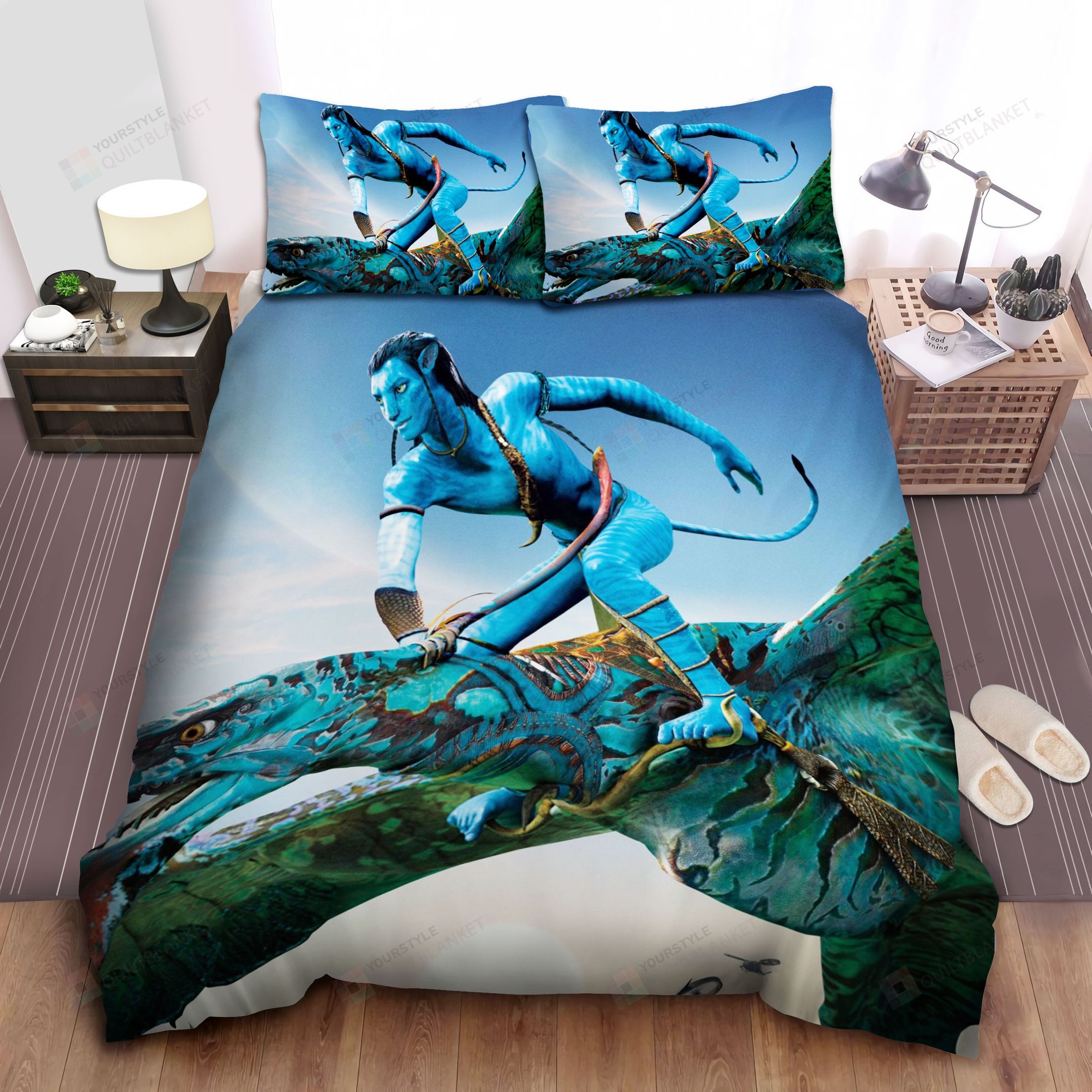 Personalized Bedding Set - Avatar Jake Sully Standing On Toruk Spread Included 1 Soft Duvet Cover or Quilt and 2 Lightweight Breathe Pillowcases