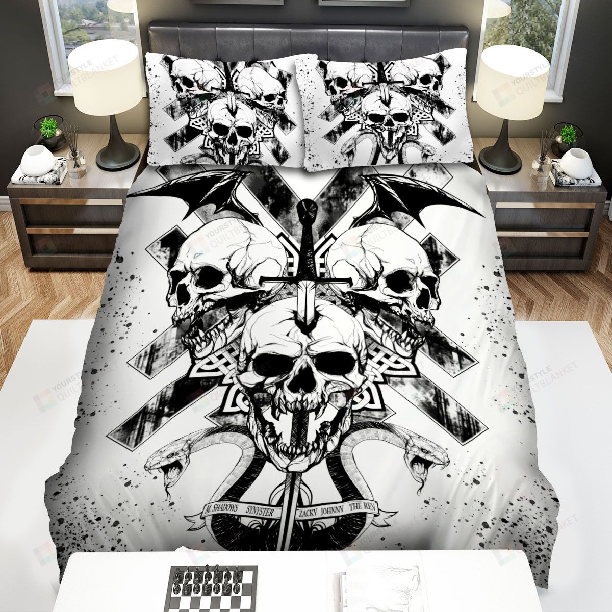 Personalized Bedding Set - Avenged Sevenfold Skulls The Sword Ax Spread Included 1 Soft Duvet Cover or Quilt and 2 Lightweight Breathe Pillowcases
