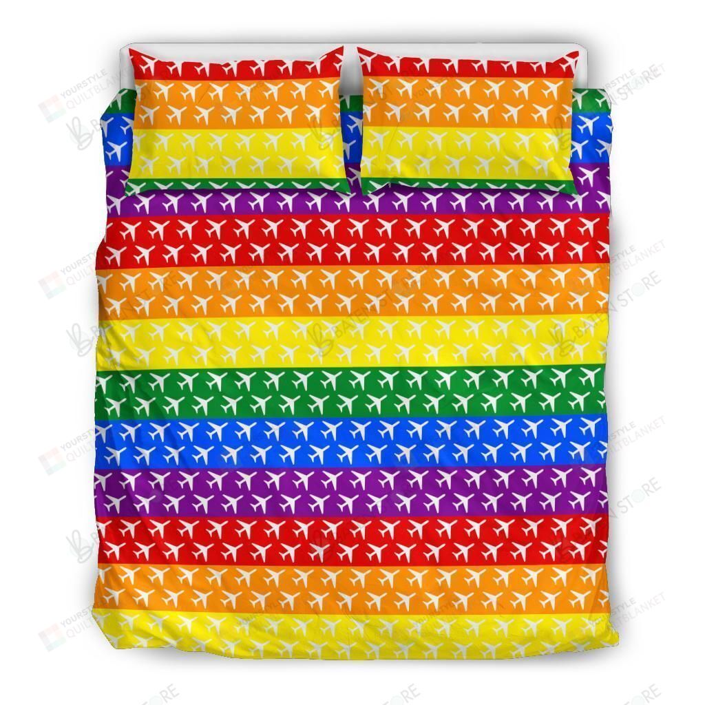 Personalized Bedding Set - Aviation Pride Lgbt Airplane Great Gifts Birthday Christmas Thanksgiving Included 1 Soft Duvet Cover or Quilt and 2 Lightweight Breathe Pillowcases
