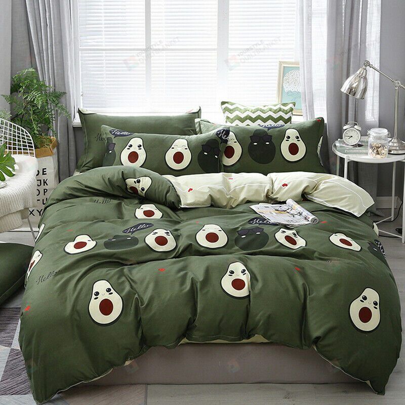 Personalized Bedding Set - Avocado Cotton Spread Included 1 Soft Duvet Cover or Quilt and 2 Lightweight Breathe Pillowcases