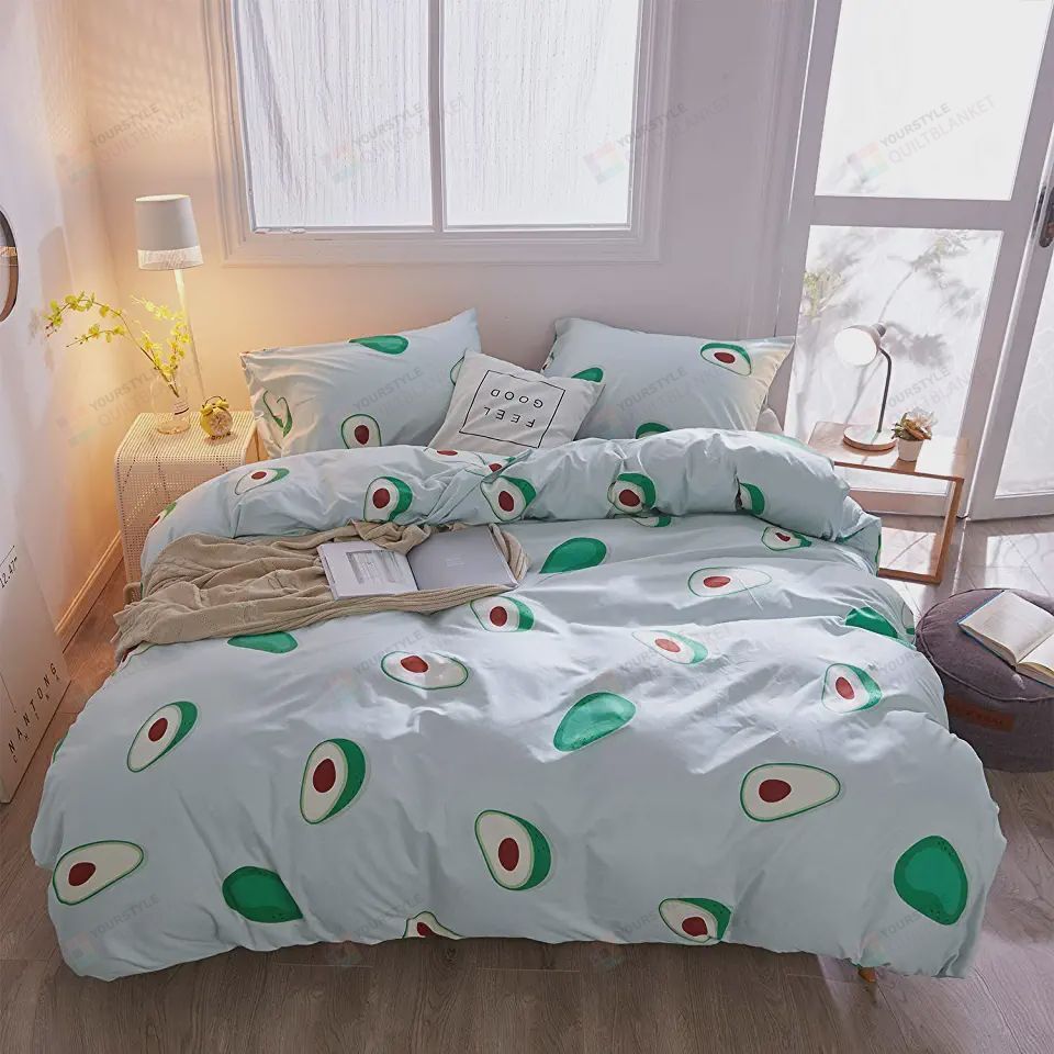Personalized Bedding Set - Avocado Pattern Included 1 Soft Duvet Cover or Quilt and 2 Lightweight Breathe Pillowcases