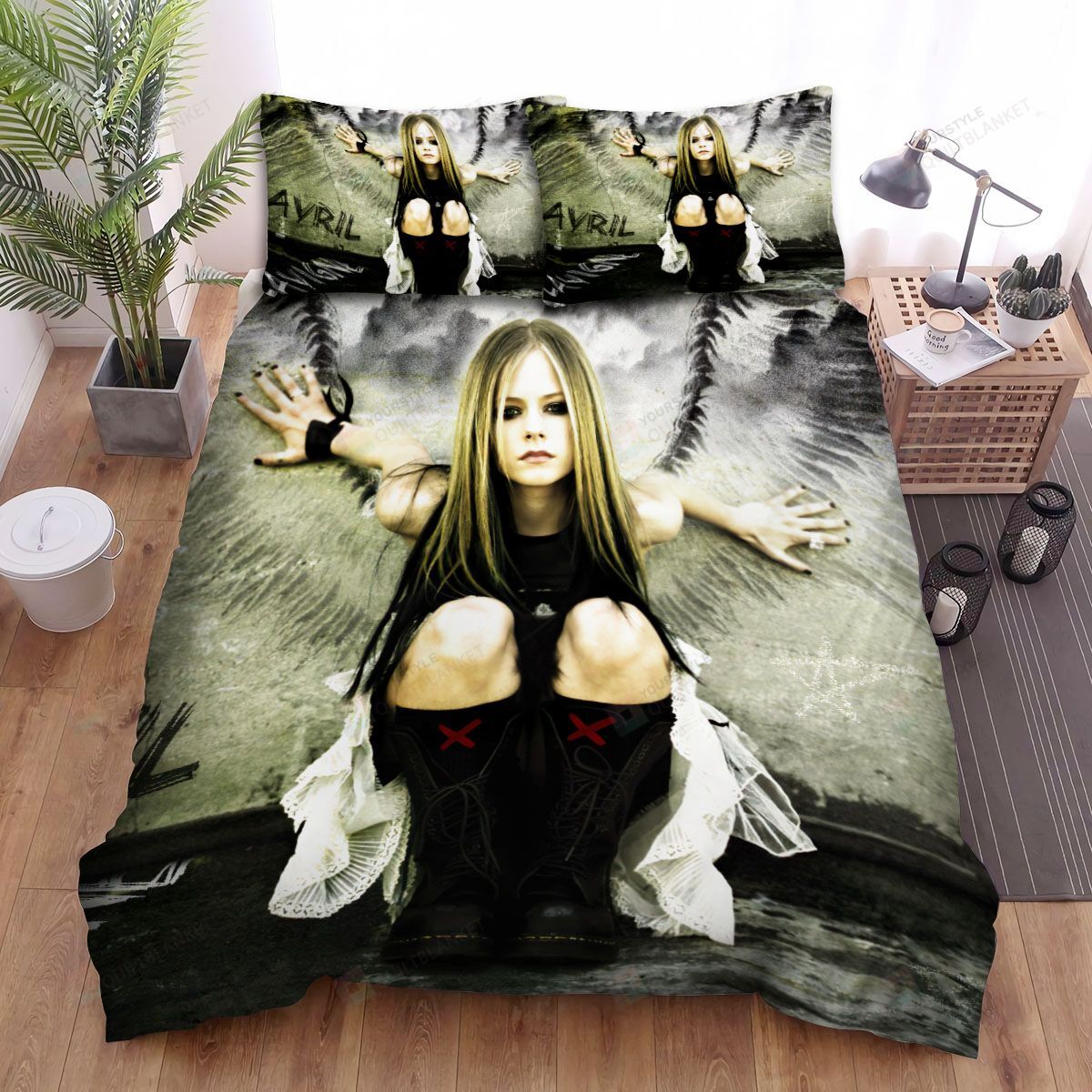 Personalized Bedding Set - Avril Lavigne Black Angel Wing Poster Spread Included 1 Soft Duvet Cover or Quilt and 2 Lightweight Breathe Pillowcases