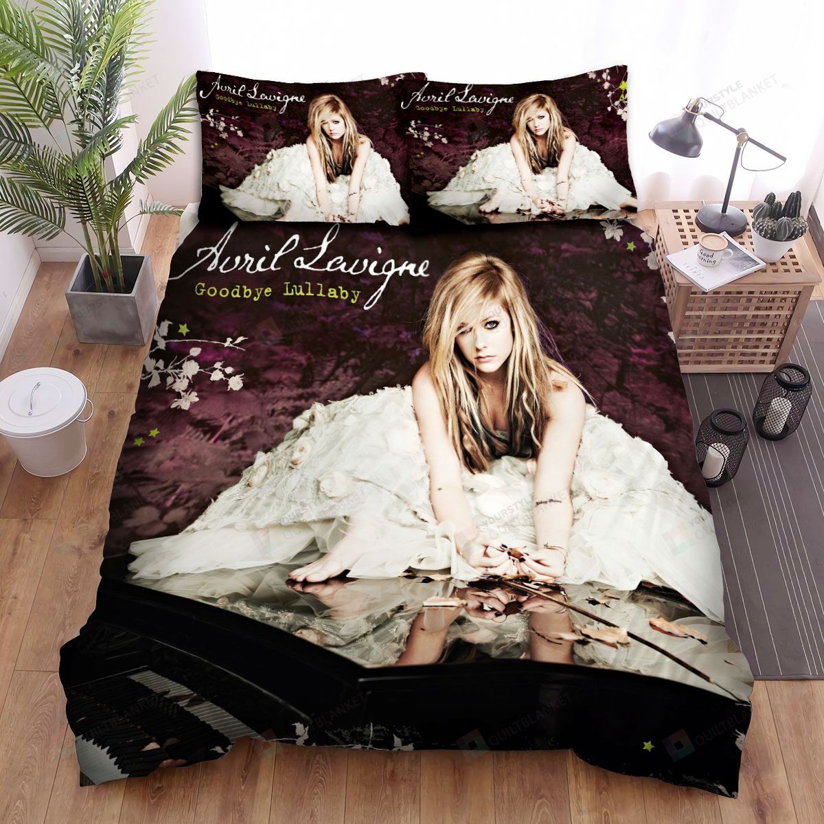 Personalized Bedding Set - Avril Lavigne Goodbye Lullaby Album Art Spread Included 1 Soft Duvet Cover or Quilt and 2 Lightweight Breathe Pillowcases