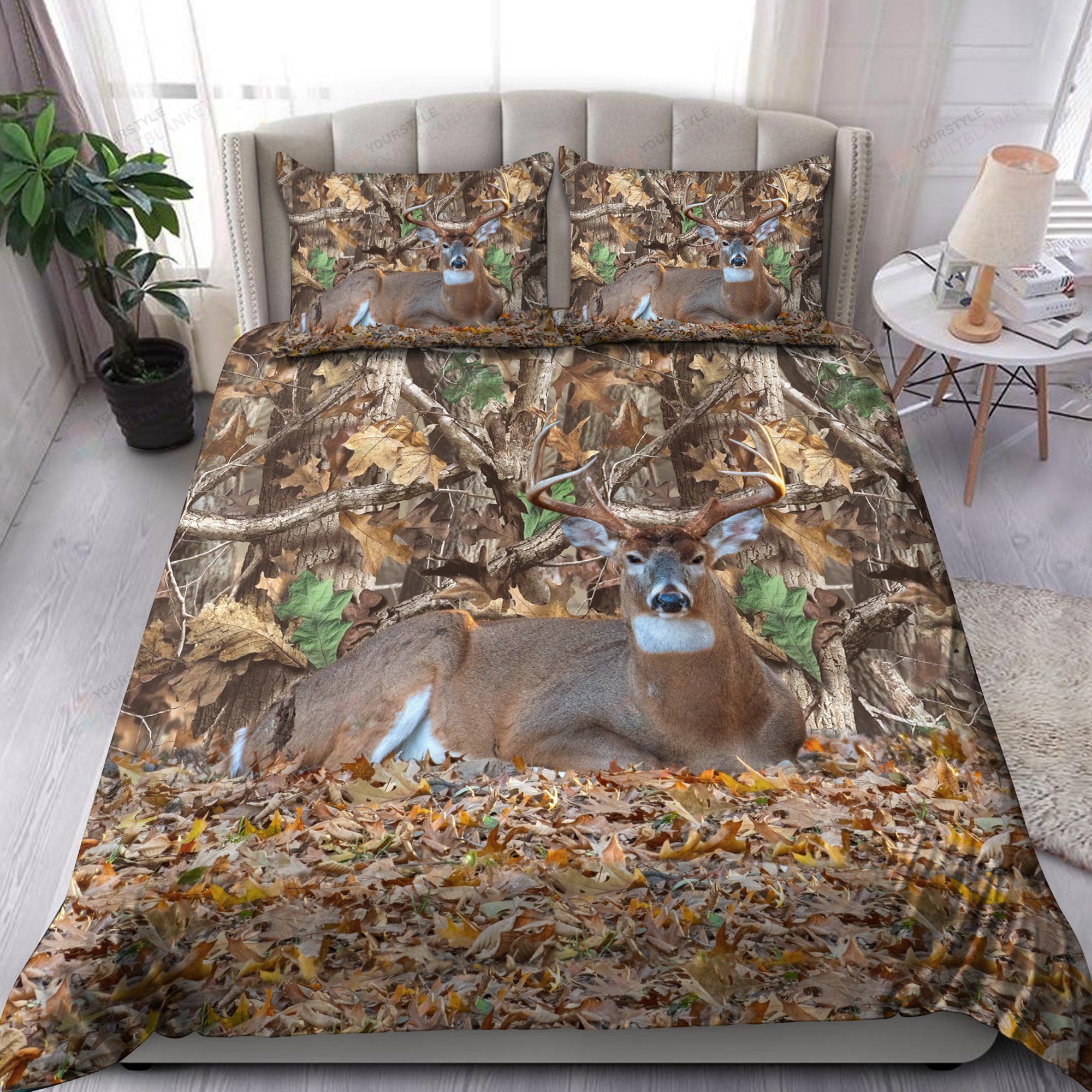 Personalized Bedding Set - Awesome Deer Spread Included 1 Soft Duvet Cover or Quilt and 2 Lightweight Breathe Pillowcases