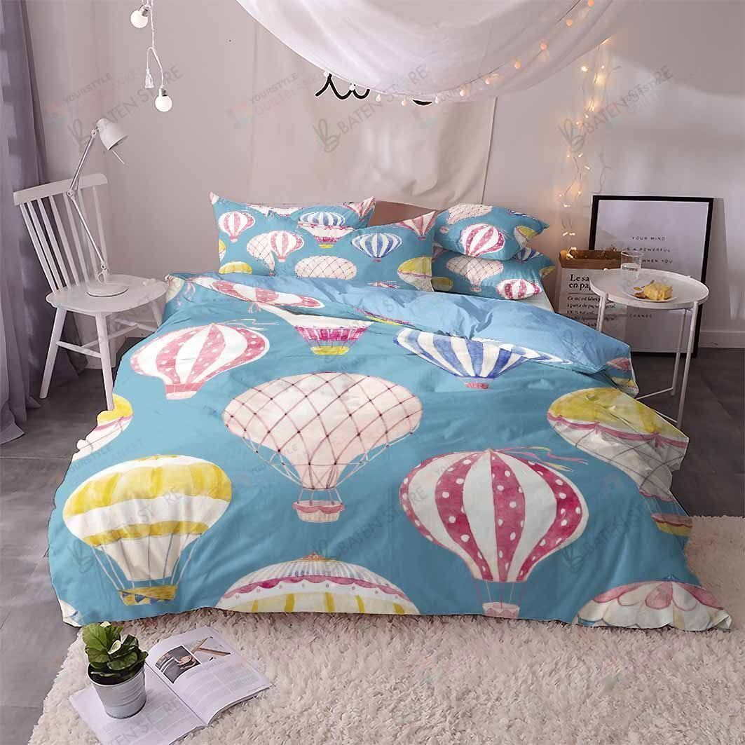 Personalized Bedding Set - Awesome Hot Air Balloon Cotton Spread Included 1 Soft Duvet Cover or Quilt and 2 Lightweight Breathe Pillowcases