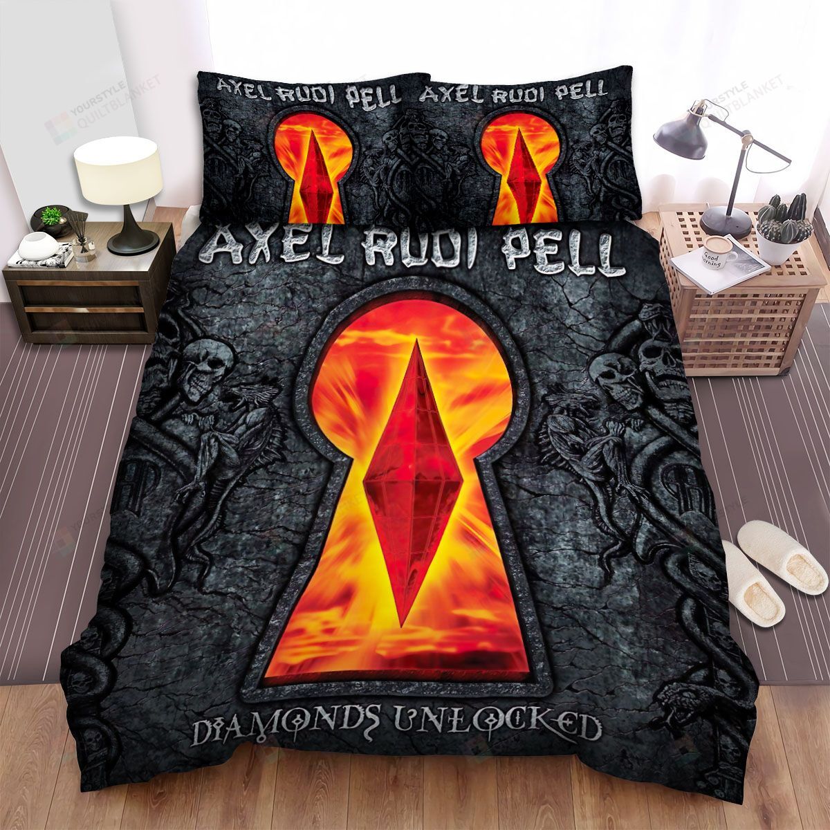 Personalized Bedding Set - Axel Rudi Pell Diamonds Unlocked Spread Included 1 Soft Duvet Cover or Quilt and 2 Lightweight Breathe Pillowcases