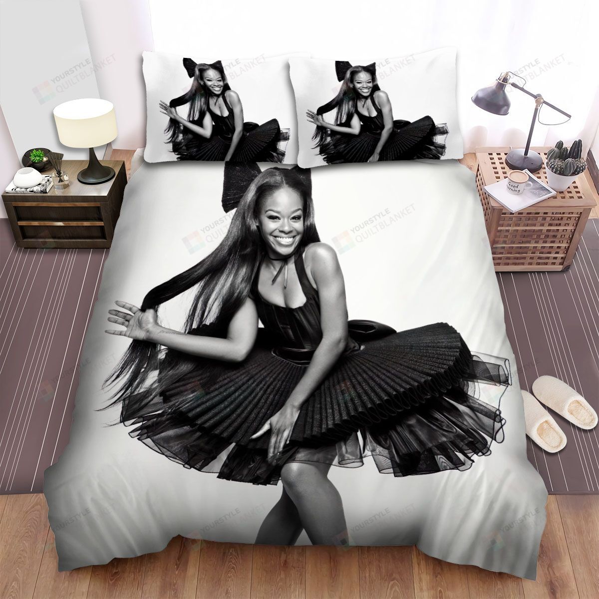 Personalized Bedding Set - Azealia Banks Black White Spread Included 1 Soft Duvet Cover or Quilt and 2 Lightweight Breathe Pillowcases
