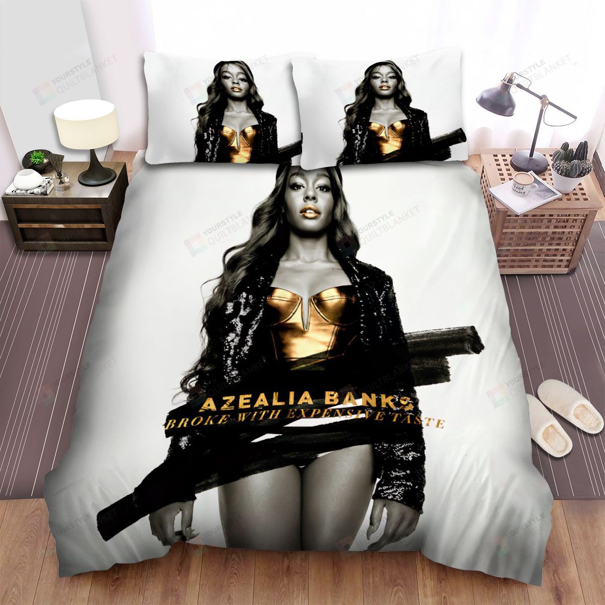 Personalized Bedding Set - Azealia Banks Broke Expensive Taste Spread Included 1 Soft Duvet Cover or Quilt and 2 Lightweight Breathe Pillowcases