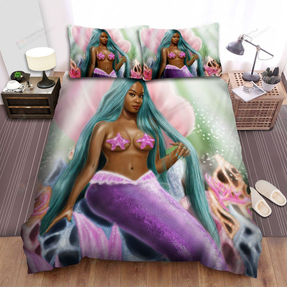 Personalized Bedding Set - Azealia Banks Mermaid Spread Included 1 Soft Duvet Cover or Quilt and 2 Lightweight Breathe Pillowcases
