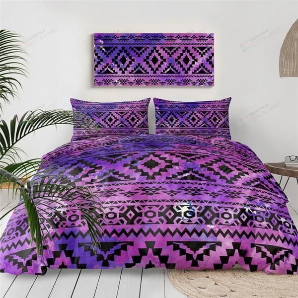 Personalized Bedding Set - Aztec Geometric Cotton Spread Included 1 Soft Duvet Cover or Quilt and 2 Lightweight Breathe Pillowcases