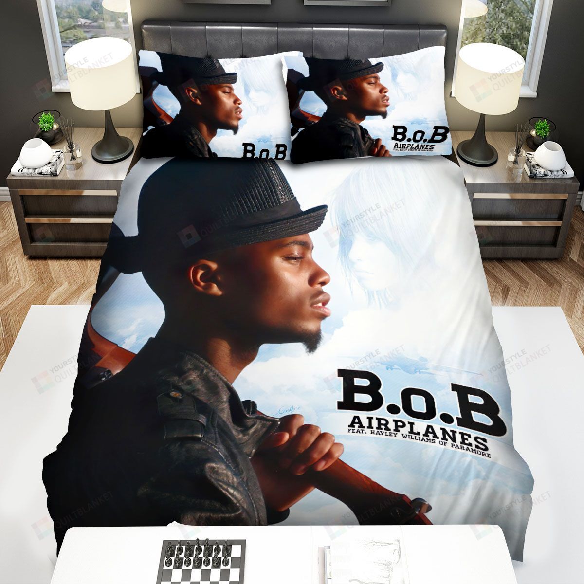 Personalized Bedding Set - B O B Airplanes Spread Included 1 Soft Duvet Cover or Quilt and 2 Lightweight Breathe Pillowcases