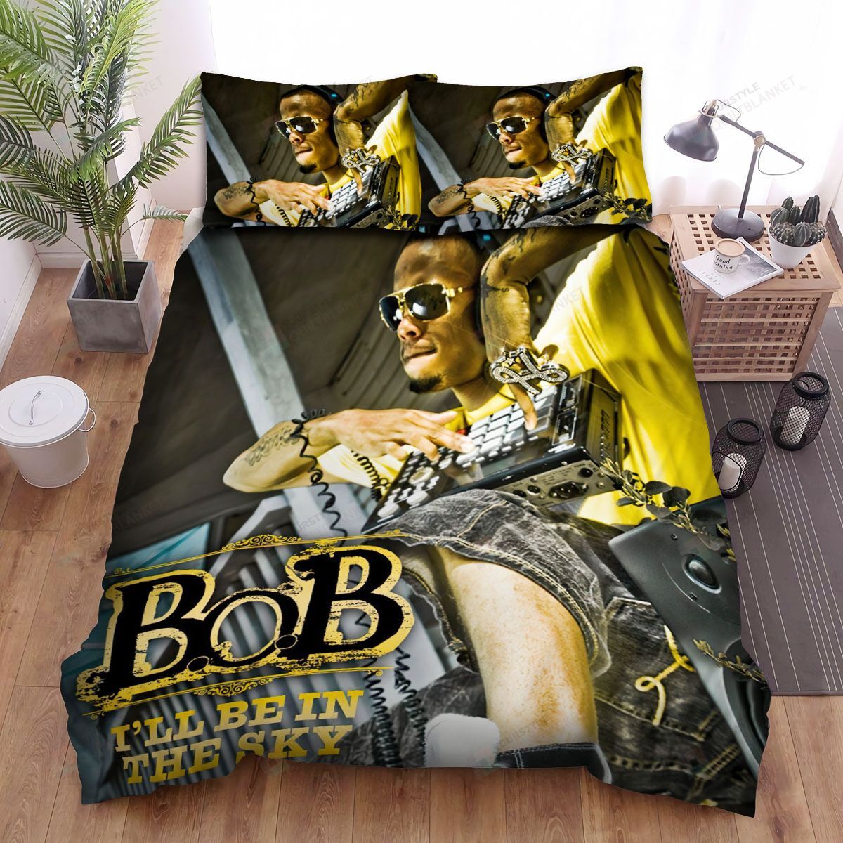 Personalized Bedding Set - B O B I'll Be The Sky Spread Included 1 Soft Duvet Cover or Quilt and 2 Lightweight Breathe Pillowcases