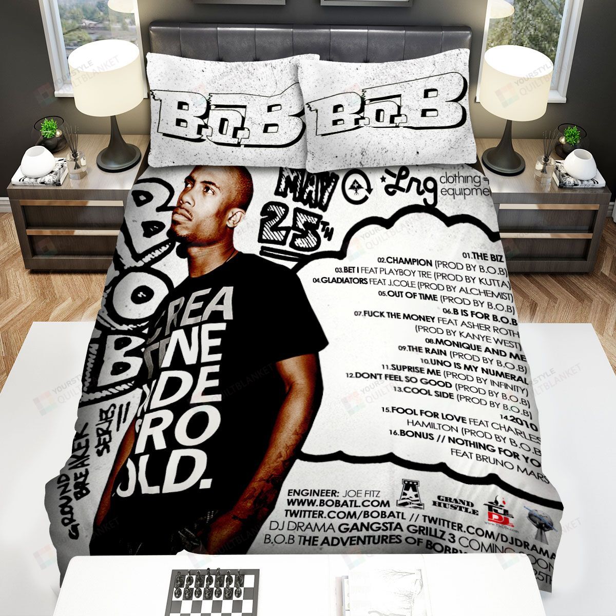 Personalized Bedding Set - B O B May Th Spread Included 1 Soft Duvet Cover or Quilt and 2 Lightweight Breathe Pillowcases