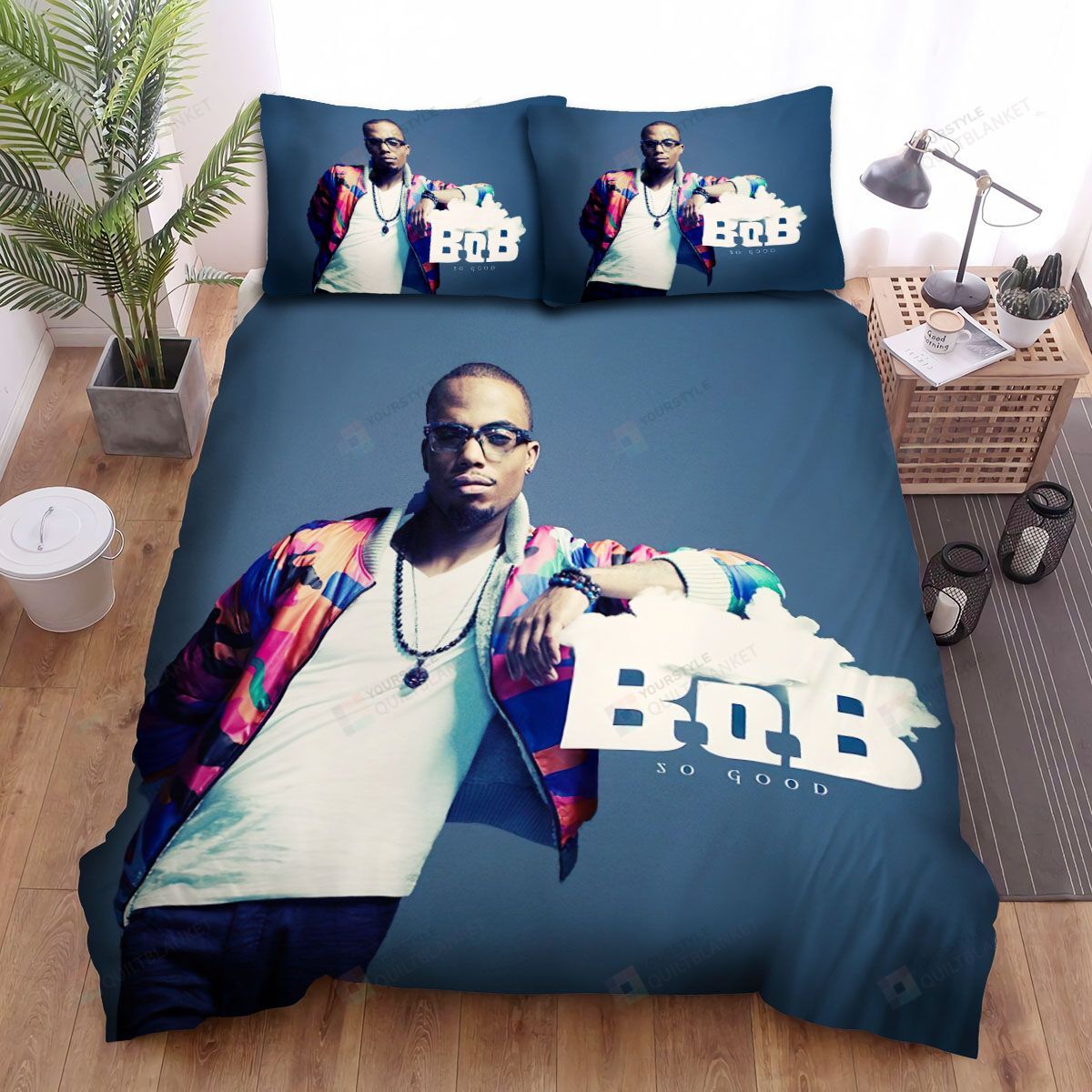 Personalized Bedding Set - B O B So Good Wallpaper Spread Included 1 Soft Duvet Cover or Quilt and 2 Lightweight Breathe Pillowcases