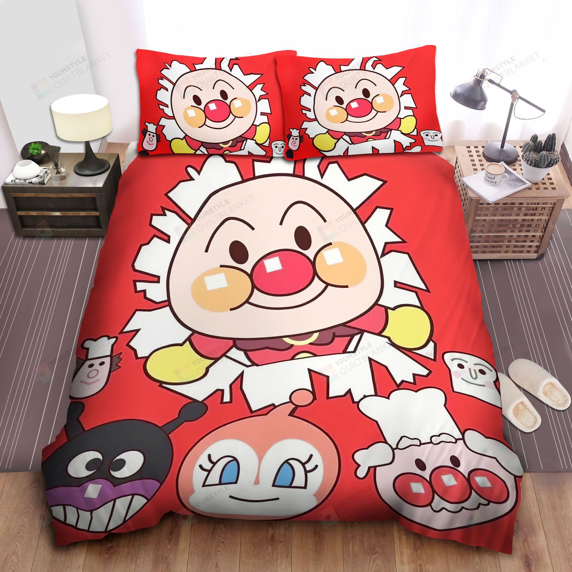 Personalized Bedding Set - Baby Anpanman Spread Included 1 Soft Duvet Cover or Quilt and 2 Lightweight Breathe Pillowcases
